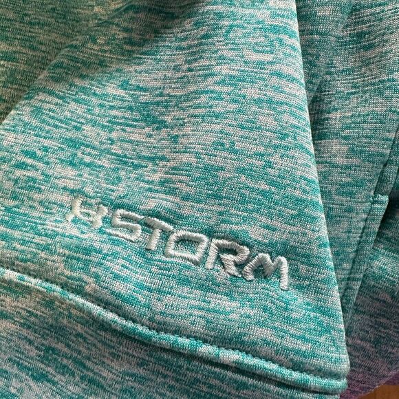 EUC Under Armour UA Unisex Heather Green Pullover Hoodie - Size Medium - Picture 6 of 7